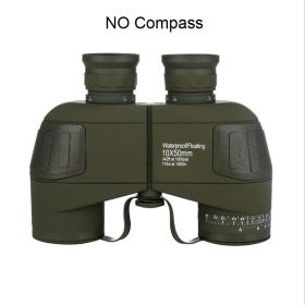 HD 10X50 High Power Binoculars with Rangefinder Compass for Hunting Boating Bird Watching Nitrogen Floating Waterproof (Color: NO Compass Green)