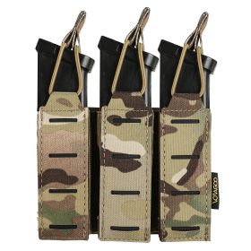 VOTAGOO Tactical Mollo Magazine Pouch Pistol 9mm Triple Bag Hunting Airsoft Shooting Accessories With Tactical Vests (Color: CP)