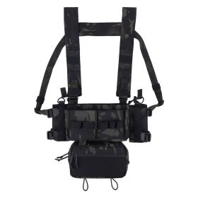 KRYDEX MK3 MK4 Micro Fight Chassis Modular Chest Rig Airsoft Hunting Combat Tactical Carrier Vest w/ 5.56 7.62 Magazine Pouch (Color: MCBK)