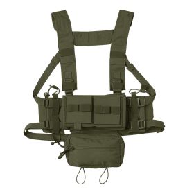 KRYDEX MK3 MK4 Micro Fight Chassis Modular Chest Rig Airsoft Hunting Combat Tactical Carrier Vest w/ 5.56 7.62 Magazine Pouch (Color: Ranger Green)