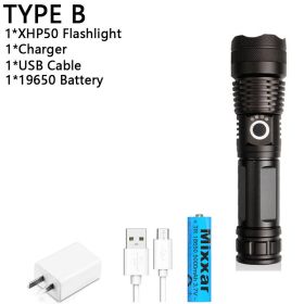 Z20 350000cd 1000 XHP90 most powerful led flashlight usb Zoom Tactical torch xhp50 18650 or 26650 Rechargeable battery handlight (Body Color: Box, Emitting Color: B-XHP50)