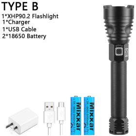 Z20 350000cd 1000 XHP90 most powerful led flashlight usb Zoom Tactical torch xhp50 18650 or 26650 Rechargeable battery handlight (Body Color: NO Box, Emitting Color: B-XHP90)