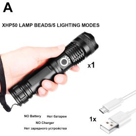 ZK20 XHP90/XPH70/XPH50 LED Flashlight Torch USB Rechargeable Power Display 26650 18650 battery Handheld Light Lantern (Emitting Color: A-XHP50-NO Battery)