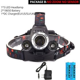 ZK25 LED Powerful Headlight headlamp 5LED Lamp Head Lamp 8000lumens Torch head light 18650 battery Best For Camping/fishing (Plug Type: UK, Emitting Color: Option B)