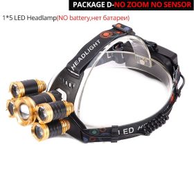 ZK25 LED Powerful Headlight headlamp 5LED Lamp Head Lamp 8000lumens Torch head light 18650 battery Best For Camping/fishing (Plug Type: AU, Emitting Color: Option D)