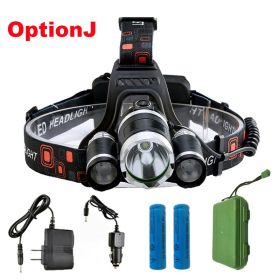 ZK20 LED Headlamp High Lumens 4 Modes 18650 Rechargeable Battery Flashlight Waterproof Outdoor Lighting Camping Fishing (Body Color: T6 2R5, Emitting Color: Option J)