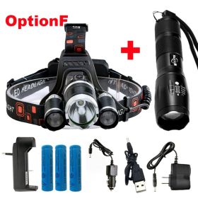 ZK20 LED Headlamp High Lumens 4 Modes 18650 Rechargeable Battery Flashlight Waterproof Outdoor Lighting Camping Fishing (Body Color: T6 2R5, Emitting Color: Option F)