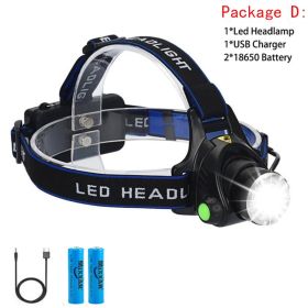 zk20 8000LM Led Headlamps Head Lights Waterproof Head Flashlight Forehead Head Headlights Torch Hunting Mining Fishing Light (Body Color: T6 LED, Emitting Color: Option D)