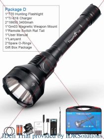 Trustfire T70 Ultra Powerful Hunting LED Flashlight 2300LM 1KM Range Tactical 18650 Spotlight Torch Self-defense For Search Camp (Battery Type: 18650, Emitting Color: D 18650 GM03 RT70)