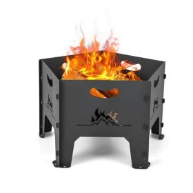 Portable Stove Fire Pit for Outdoor Camping Hiking Traveling (Color: Black)