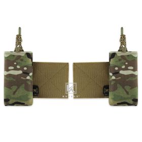 KRYDEX Tactical Mag Holder Radio Pouch with Hook and Loop Cummerbund Side Magazine Holster for Hunting MK3 MK4 Chest Rig Vest (Color: MC)