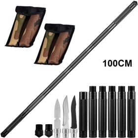 Tactical Trekking Poles Outdoor Garden Camping Multi Tool Kit Walking Cane Hiking Stick Survival Hunting Self Defense Tools (Color: B SET)