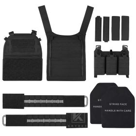 KRYDEX 500D FCPC V5 Plate Carrier Tactical Vest with Tegris Cummerbund KTAR Front Flap Backpack Hunting Paintball Men Vest (Color: Vest BK)