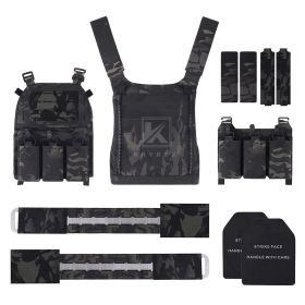 KRYDEX 500D FCPC V5 Plate Carrier Tactical Vest with Tegris Cummerbund KTAR Front Flap Backpack Hunting Paintball Men Vest (Color: Vest MK)