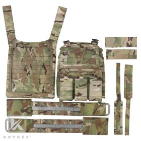 KRYDEX 500D FCPC V5 Plate Carrier Tactical Vest with Tegris Cummerbund KTAR Front Flap Backpack Hunting Paintball Men Vest (Color: Vest MC)