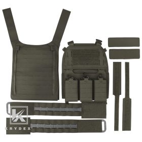 KRYDEX 500D FCPC V5 Plate Carrier Tactical Vest with Tegris Cummerbund KTAR Front Flap Backpack Hunting Paintball Men Vest (Color: Vest RG)