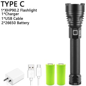 Z20 350000cd 1000 XHP90 most powerful led flashlight usb Zoom Tactical torch xhp50 18650 or 26650 Rechargeable battery handlight (Body Color: Box, Emitting Color: C-XHP90)